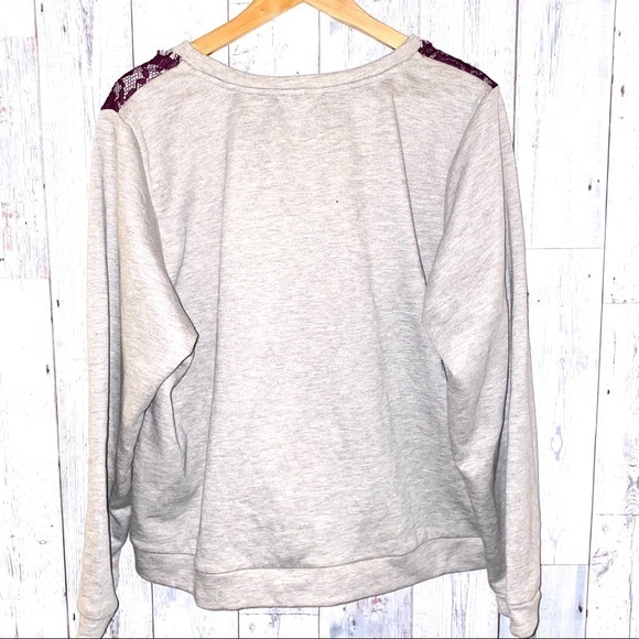 Eloquii 22 24 crew neck maroon lace sweatshirt - Picture 3 of 3